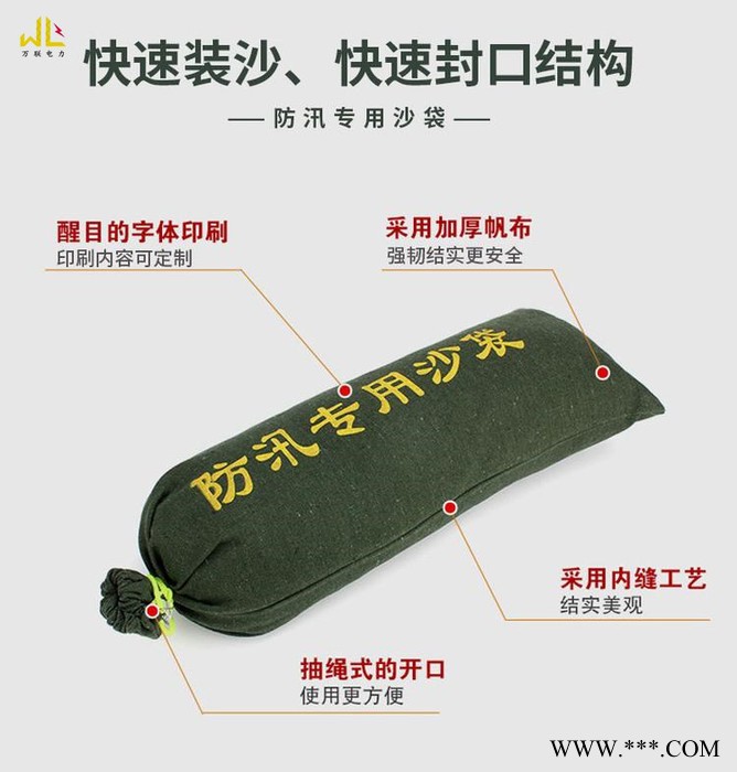 帆布防汛沙袋 加厚抽绳式30*70防汛沙包 堵水装沙袋厂家 有机硅防汛袋 沙袋图2