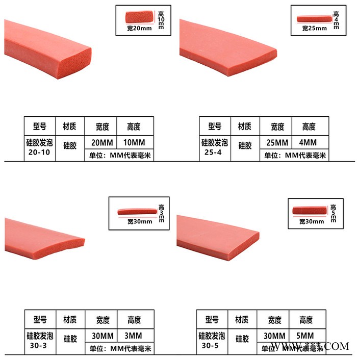 硅胶平板方条发泡 耐高温平板隔音防撞红色海绵橡胶垫扁条密封条图3
