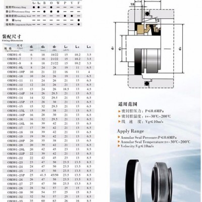 供应OM万轴机械密封件