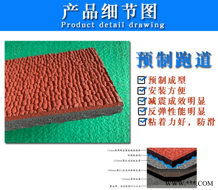 胜行体育厂家供应学校操场塑胶跑道彩色颗粒胶水做工精致图8