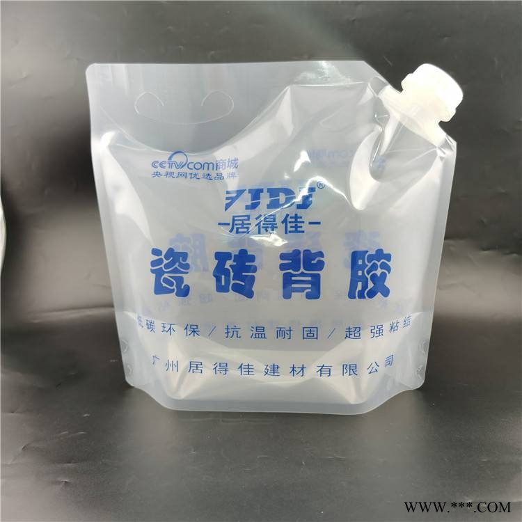 厂家直销瓷砖背胶吸嘴袋 5L透明吸嘴自立袋 颜料乳胶防水塑料袋