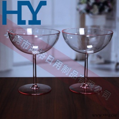 -东莞HY 10安士 一次性高脚塑料杯 透明红PS塑料酒杯高脚马天尼杯一次性塑料鸡尾酒杯