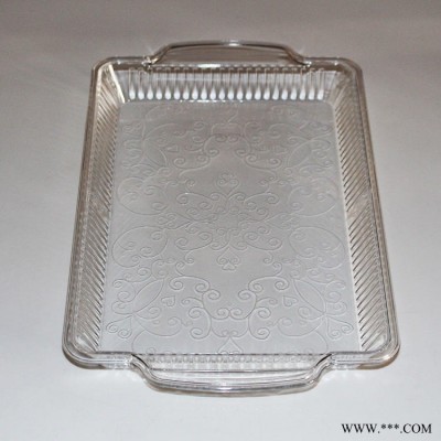 东莞HY 透明塑料花纹餐 PS一次性塑料托盘 家用塑料餐盘 35cm长方形