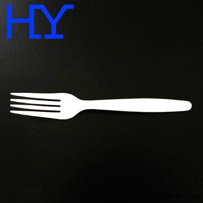 东莞1414一次性塑料叉子 定制印刷图案logo PP白色叉子厂家直销餐厅专用塑料刀叉勺