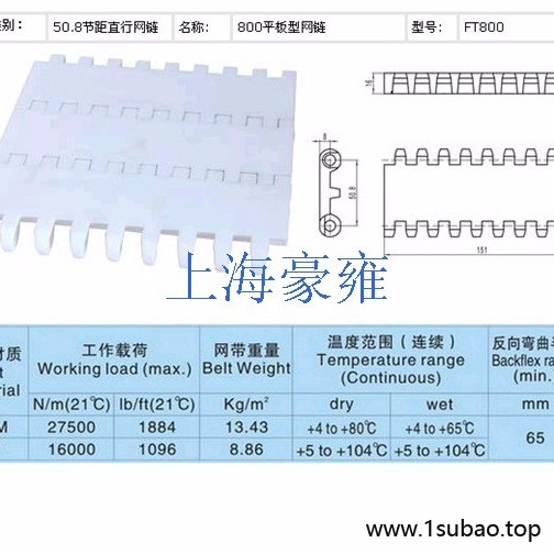上海豪雍现货供应800平板网带  塑料模块输送带厂家 信誉保证 品质保障图2