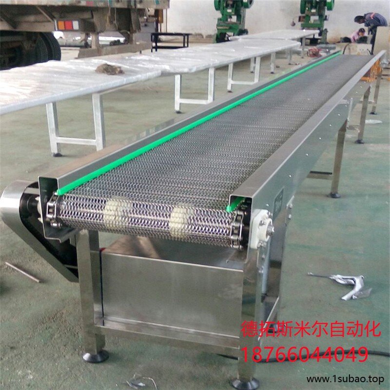 不锈钢网带输送机加密人字型网带输送带网络宽度分检输送流水线网带清洗机图2
