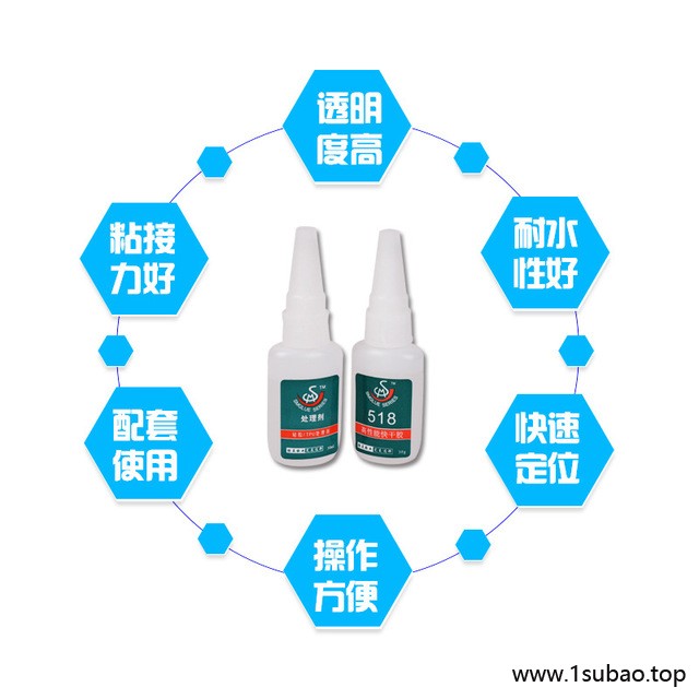胜美518 硅胶粘塑料五金 快干不发白硅胶胶水 硅胶处理剂试样套装瞬干胶水 RTV硅胶按键粘合剂图2