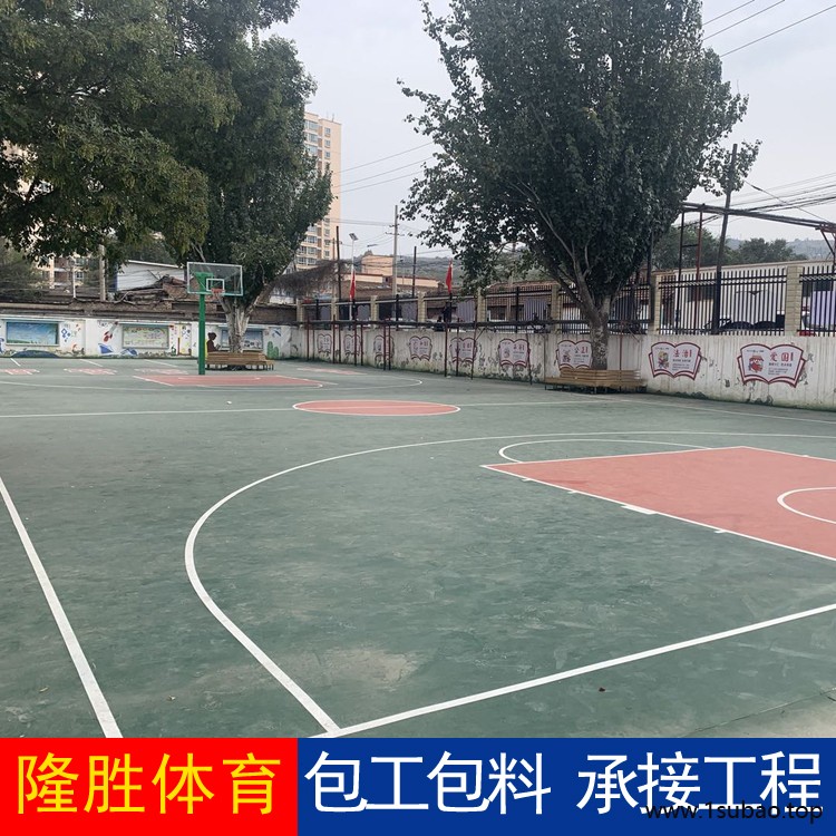 隆胜体育 常年承接 硅pu篮球场 混合型塑胶跑道工程 塑胶跑道厂家一站式运动场 地面工程配套服务图2