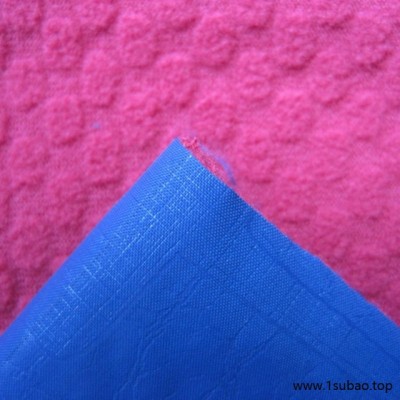 复合摇粒绒面料 蓝色印花布复合摇粒绒 PUR热熔胶复合环保耐水洗
