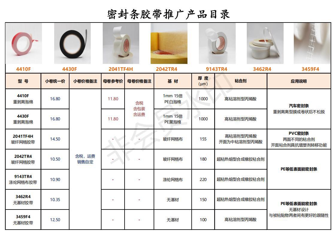 密封条胶带推广产品目录