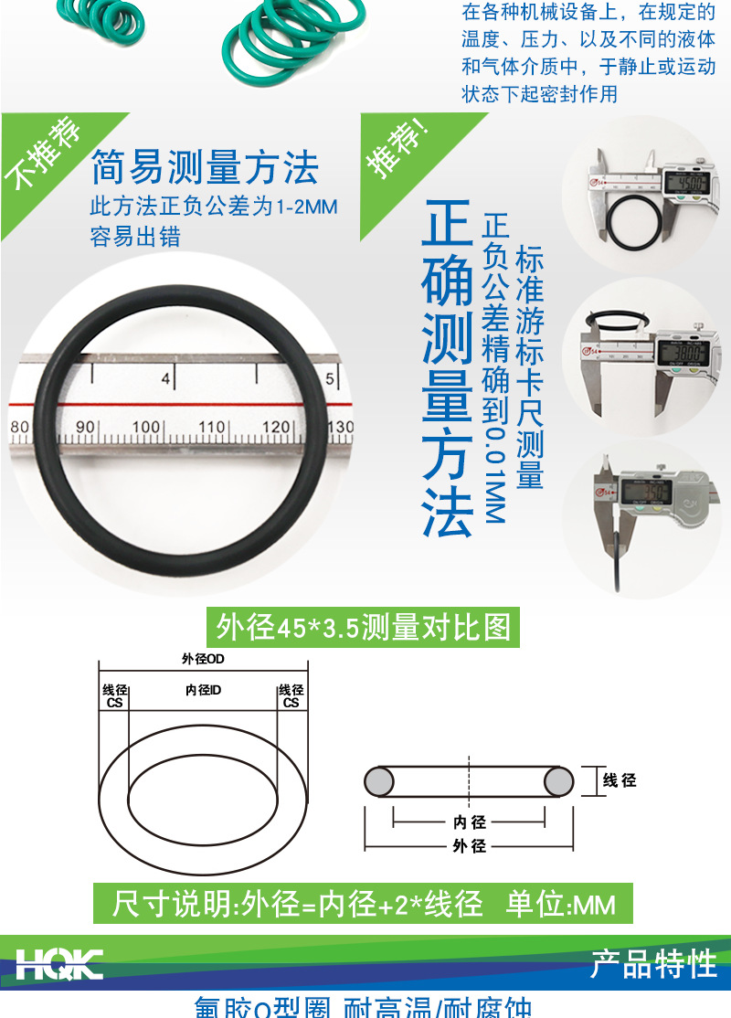 产地货源华奇耐高温耐腐蚀O型氟橡胶密封接条 氟胶圆形密封圈示例图2