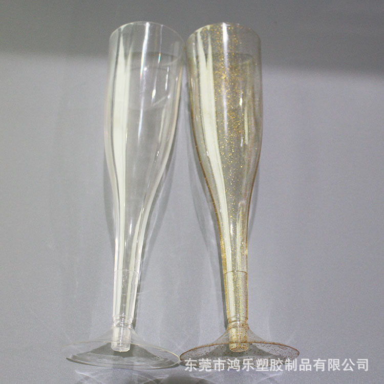 鸿乐塑料厂批发塑料高脚杯一次性PS红酒杯外贸塑料杯香槟杯示例图11