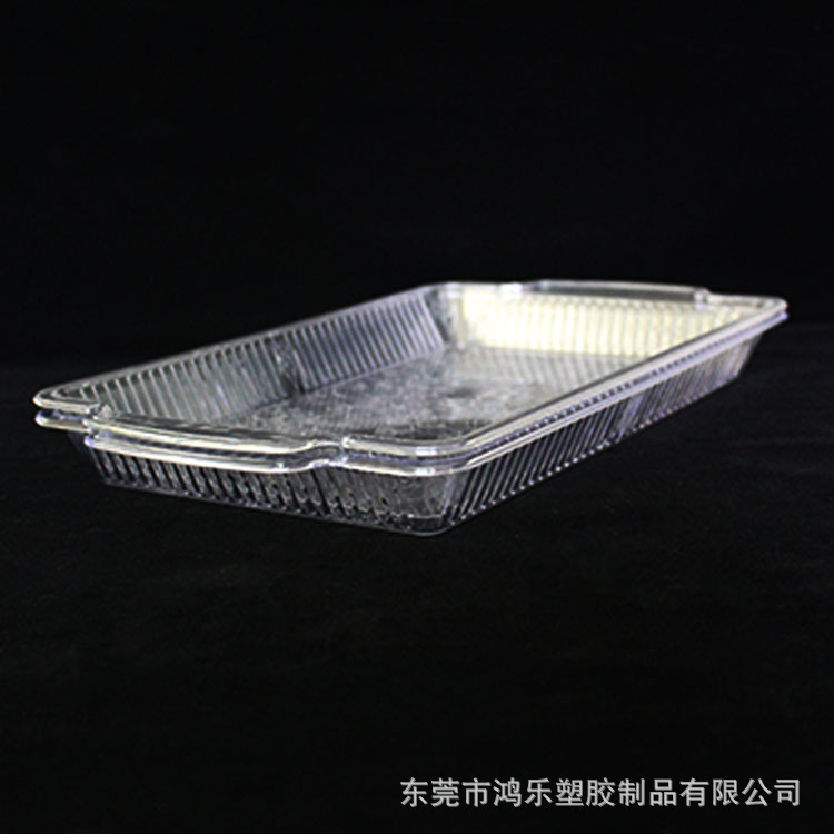 厂家定制PS一次性塑料托盘长方形塑料餐盘35cm透明塑料花纹餐示例图9