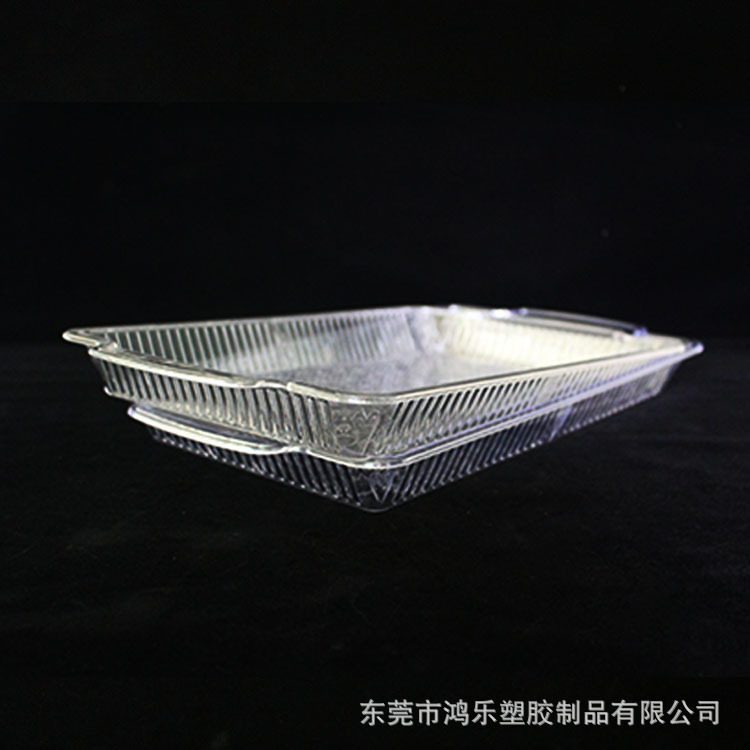 厂家定制PS一次性塑料托盘长方形塑料餐盘35cm透明塑料花纹餐示例图6