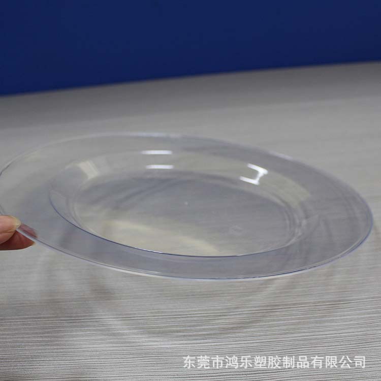 厂家定制PS一次性塑料托盘长方形塑料餐盘35cm透明塑料花纹餐示例图10
