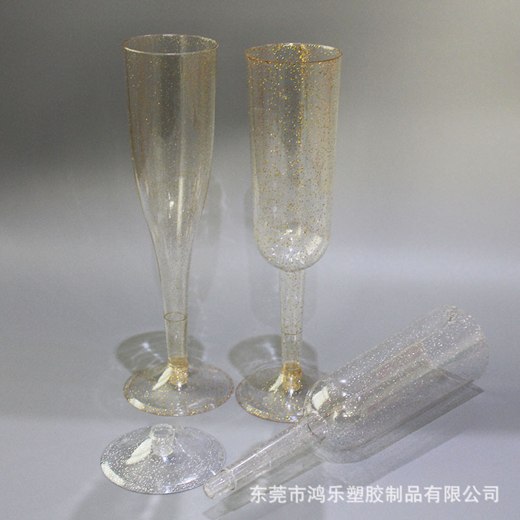 鸿乐塑料厂批发塑料高脚杯一次性PS红酒杯外贸塑料杯香槟杯示例图8