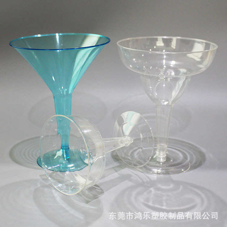 东莞鸿乐厂家定制一次性塑料高脚杯马天尼塑胶杯PS一次性彩色杯示例图6