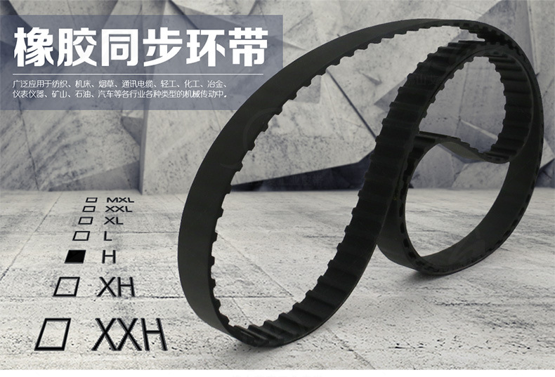 厂家直销工业皮带 单面双面机械齿轮环形传动带 黑色橡胶同步带示例图1