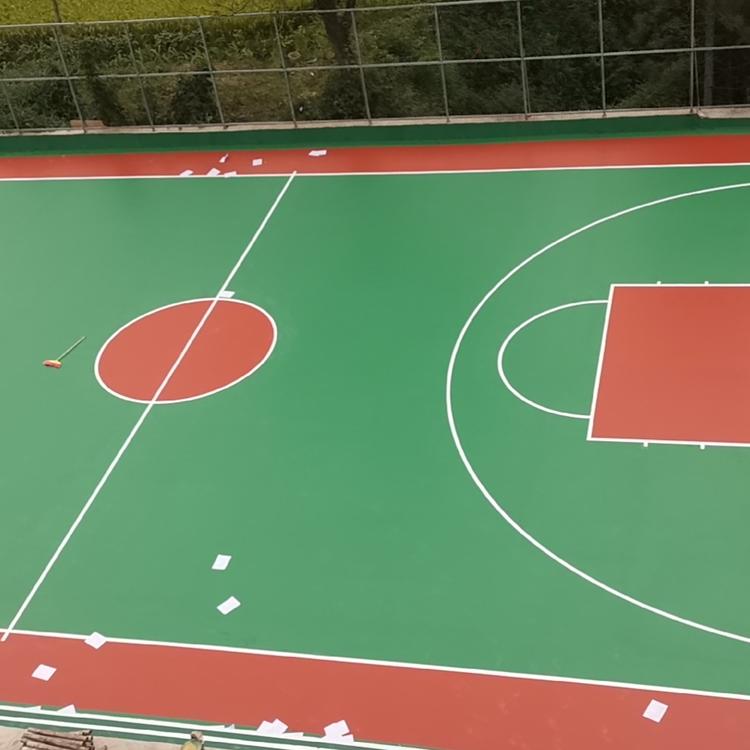 硅pu篮球场施工 硅pu篮球场厚度 硅pu塑胶篮球场 鹏卓 施工