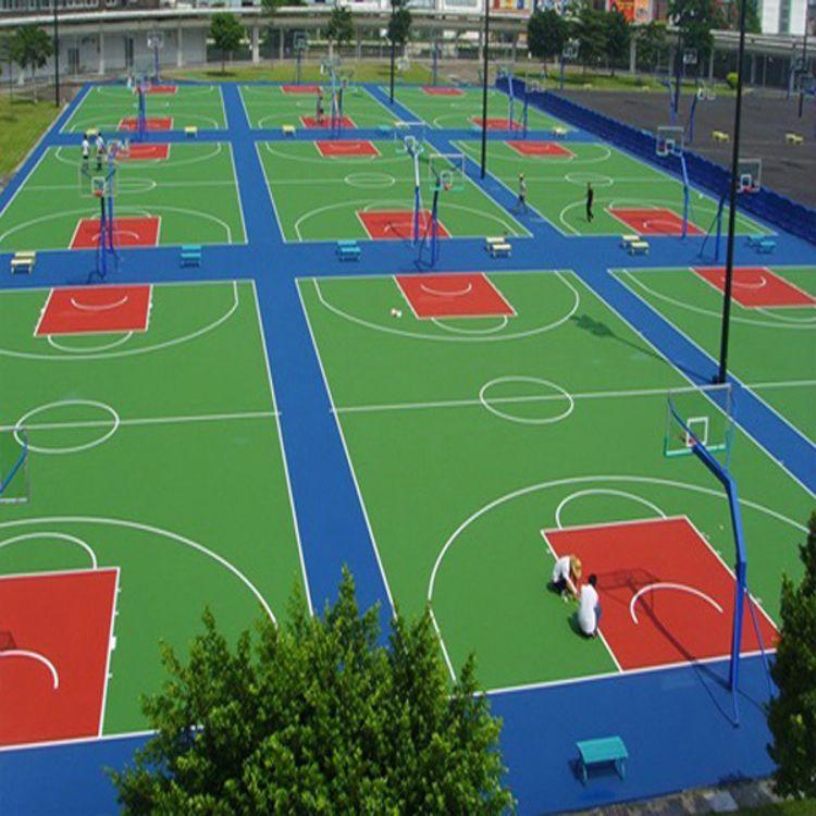 硅pu篮球场施工 硅pu篮球场厚度 硅pu塑胶篮球场 鹏卓 施工