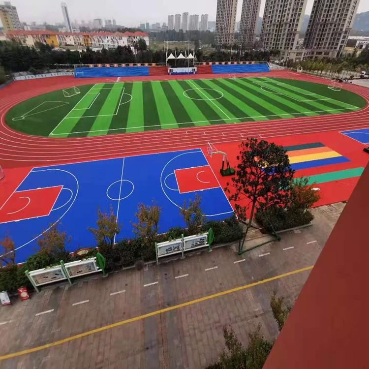 幼儿园跑道场地 幼儿园活动场地 彩色防滑路面 鹏卓 硅pu篮球场