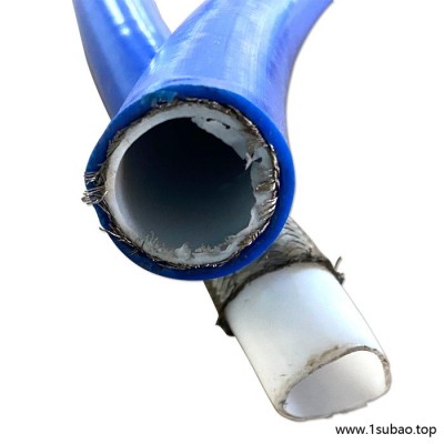 格雷特 蓝色 BT40B 硅胶不锈钢丝编织增强PTFE耐高压高温柔性复合软管