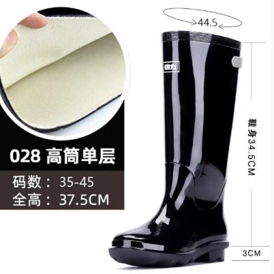 回力雨鞋028男工矿劳保防滑耐磨雨靴带反光条加绒套夜间黑色水鞋