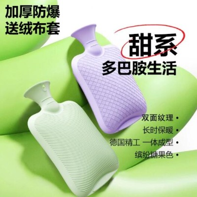 跨境批发PVC注水热水袋大号暖手宝灌水毛绒学生暖手袋加厚暖水袋